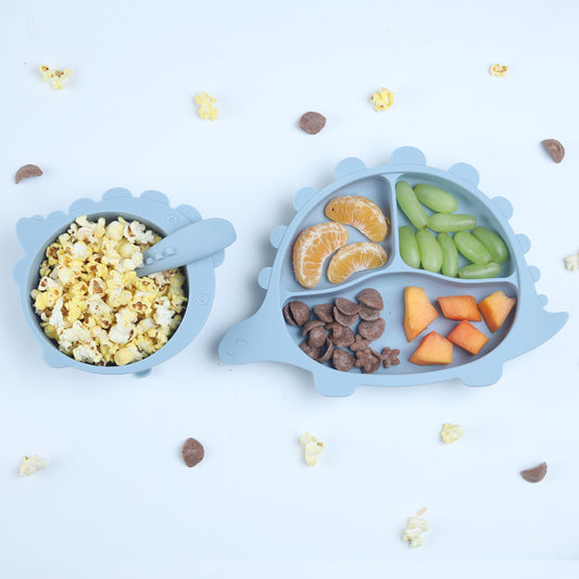 Set of 3 Dinosaur Suction Plate, bowl and Spoon,BPA Free and Dishwasher Safe