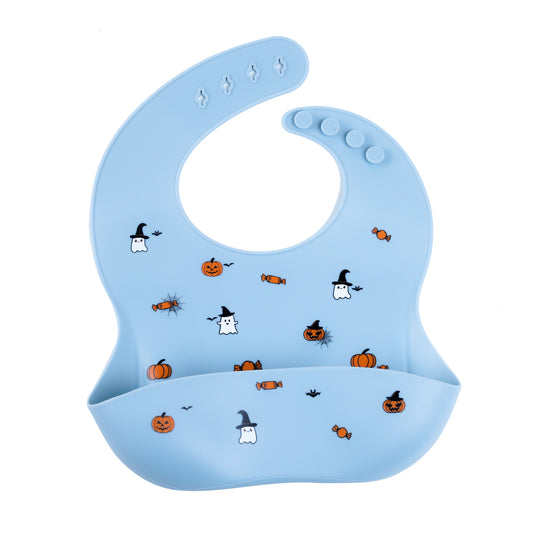 Silicone Dusky Blue Baby Bib for Feeding & Weaning