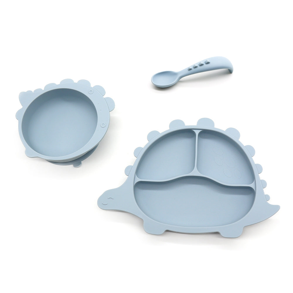 Set of 3 Dinosaur Suction Plate, bowl and Spoon,BPA Free and Dishwasher Safe