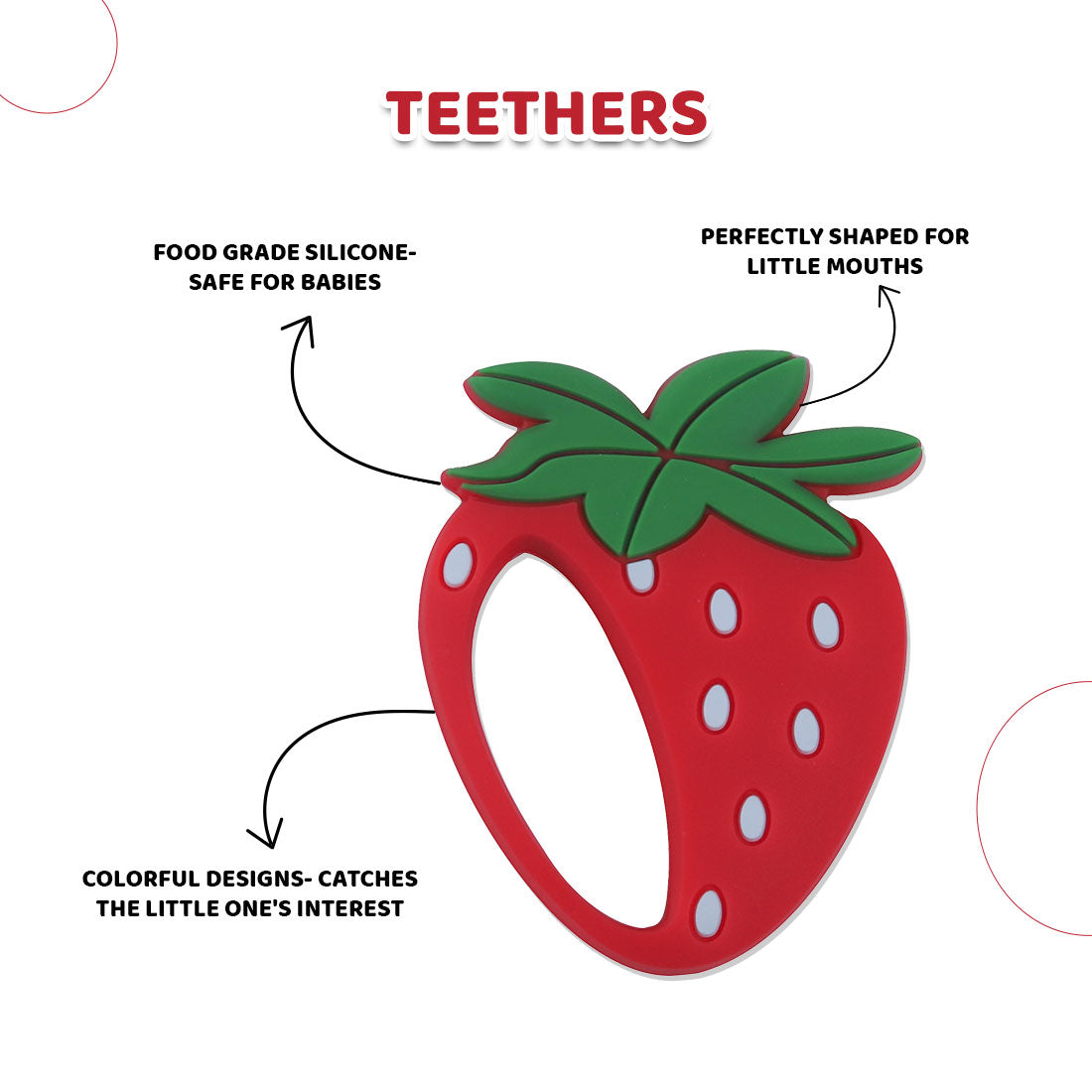 Strawberry Silicon Teether, ideal teether for 6 to 12 months baby, BPA free teething toys for babies