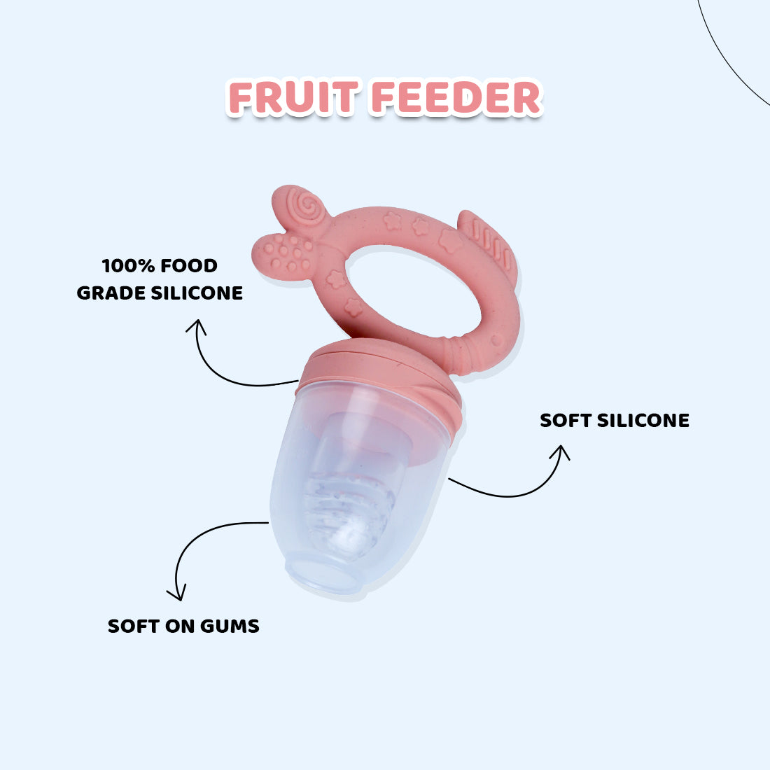 Food Fruit Feeding Teether for Teething with Pacifiers Meshes, Baby Feeder for 6 to 12 Months,BPA Free, Baby Grip Feeder